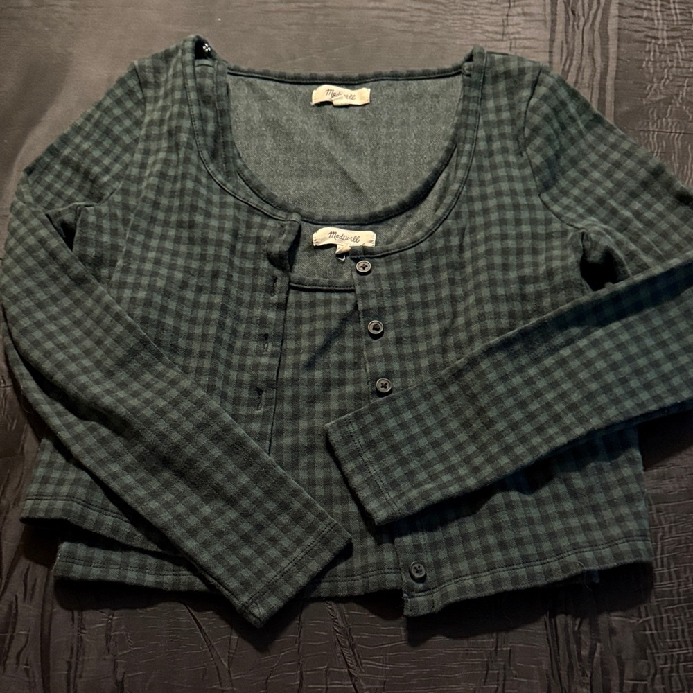 Madewell Green Plaid Button-Up Blouse